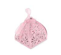 Ruimou 50 piezas laser cut candy boxes (6x6x8cm) for weddings, birthdays, parties, guest gifts(rosa)