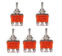 Ruimou 5Pcs Interruptor de palanca 3 Posición 6 Pines 0N/OFF/0N Interruptor DPDT 15A 250V AC Adecuado para Conexiones Eléctricas