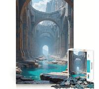 Ruinas Antiguas con Canal Turquesa Rompecabezas de 1000 Piezas para Adultos Mejora la Capacidad Mental Juego Corte láser para un Ajuste Diversión Familiar Nocturna Actividad (50x75cm)