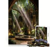 Ruinas Cubiertas de vegetación con Rayos de Sol, Rompecabezas de 1000 Piezas para Adultos, Regalos, Juego de ingenio, Ocio, diversión, Calidad, Bonito Regalo (38x26cm)