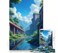 Ruinas Cubiertas de vegetación Junto al río para Adultos Rompecabezas de 1000 Piezas Juguete Que desafía la Mente Escape Tranquilo Pieza de colección de Arte de Corte de Calidad (50x75cm)