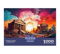Ruinas de Antiguo Templo Puzzle de 1000 Piezas Papel para Adultos Paisaje Colorido de Atardecer Puzzle para Toda la Familia Relajación Decoración Regalo 70x50cm/1000pcs