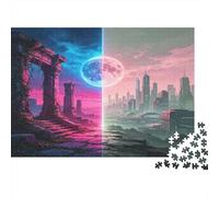 Ruinas Fantásticas Ciudad Futurista Puzzle de 1000 Piezas Papel para Adultos Estilo de Colores de Ensueño Juego de Puzzle 1000 Piezas Relajación Regalo 52x38cm/1000pcs