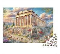 Ruinas griegas Antiguas Puzzle para Adultos Puzzle de 1000 Piezas Escena al Atardecer para Familia Relajación Regalo 38x26cm/1000pcs