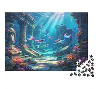 Ruinas Submarinas Perdidas Puzzle de 1000 Piezas Papel para Adultos Escenario de Océano Misterioso Relajación Concentración Interacción Familiar Regalo 38x26cm/1000pcs