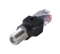 RUINBNC 1 adaptador coaxial tipo F hembra a RJ45 macho, color negro | Acoplador de barriles coaxiales para equipos de probador de línea y cables Ethernet domésticos, conectores rectos