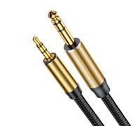 RUINBNC Cable de enlace de sonido trenzado de nailon de 3,5 mm a 6,5 mm, 1,5 m para refuerzo de guitarra y reproductor de sonido, cable de estudio
