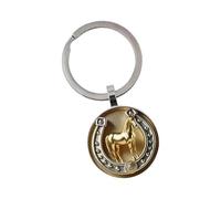 RUINBNC Llavero de herradura 2D de aleación multifuncional con diseño en relieve y acabado dorado, ideal para regalo simbólico de protección, llavero de aleación