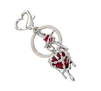 RUINBNC Llavero moderno de corazón negro con cruces, accesorio gótico, llavero de corazón genial para llaves o bolsos, llavero de moda para mujeres con sentimiento de amor, rosso, Talla única