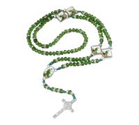 RUINBNC Rosario de cuentas de madera, collar católico con medallas de milagros, crucifijo, oración de primera comunión, rosarios de regalo, One Size, como se describe, como se describe
