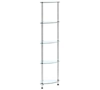 RuiNingRN Estantería de cristal con 5 estantes, 30 x 30 x 130 cm, montaje en pared, multiusos, de vidrio templado y acero inoxidable, ideal para salón, oficina, habitación infantil, espacio de