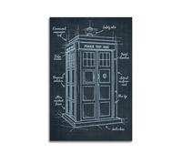 RUINOSAU Póster de la película de televisión de Doctor Who Tardis de famoso bosquejo, decoración de pared para dormitorio, sala de estar, decoración moderna de pared del hogar, regalo, 30 x 45 cm,