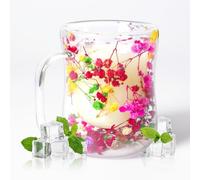 RUIOMII 400ml Tazas de Cafe con Flores Secas, Tazas Cafe con Estampado Floral, Regalos de Cumpleaños para Mujer, Madre, Novia