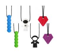 RUIOMII 6 Pack Mordedor Autismo, Silicona Collar Mordedor para Niños Autistas TDAH Mordiendo Necesidades, Oral Motor Dentición Collar
