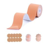 RUIOMII Boob Tape, Cinta Adhesiva Pecho Juego Incluye Cinco Pares de Parches para Pezones Y 36 Piezas de Parches Antideslizantes