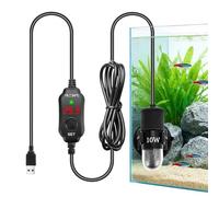 Ruioomeep Calefacción para acuario, mini varilla calefactora para acuario, calefactor ajustable, con controlador de temperatura, termostato, calentador de tortugas para acuarios pequeños, 18-34 °C