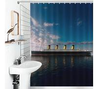 RUIOQAW Ship of Dreams - Cortinas de ducha de baño, tela de poliéster impermeable, decoración para puestos y bañeras, 136 x 180 cm