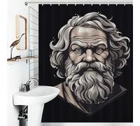 RUIOQAW Socrates - Cortina de ducha con filósofo griego, antimoho, lavable, impermeable, para baño, remolque de viaje, 143 x 180 cm