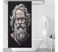 RUIOQAW Socrates - Cortina de ducha de filósofo griego, tela impermeable de poliéster, cortinas de baño para ducha para bañera, cabina de ducha, 90 x 180 cm