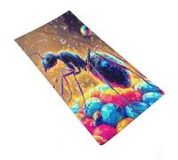 RUIOQAW Toallas de baño absorbentes de Secado rápido con diseño de Hormigas Coloridas sobre Bolas geométricas para Hombres y Mujeres, Limpieza Corporal y masajes, 35 x 73 cm