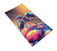 RUIOQAW Toallas de Microfibra Lavables gsm, Suaves y Grandes, con diseño de Hormigas Coloridas sobre un Paisaje geométrico, para Viajes, Camping y Playa, 35 x 73 cm