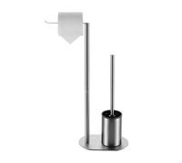 Ruiqas Escobillero de baño de níquel natal, soporte para papel higiénico de pie con escobilla, soporte para papel higiénico independiente, sin agujeros, acero inoxidable