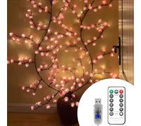 Ruiqas Flores de cerezo para pared, 144 ledes, luces de vid con mando a distancia y 8 modos para dormitorio, sala de estar