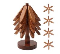 Ruiqas Juego de posavasos con forma de árbol de madera para ollas y sartenes calientes, 4 posavasos + 1 soporte