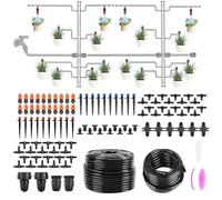 Ruiqas Kit de sistema de riego por goteo de 240 pies, sistema automático de riego de plantas de jardín con tubo de riego principal de 8/11 mm, tubo de distribución de 4/7 mm y boquillas ajustables
