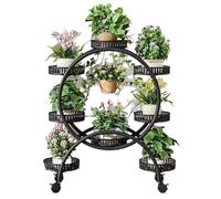 Ruiqas Soporte de metal con 6 estantes redondos, 75 cm de diámetro, soporte multietapa para balcones, salones