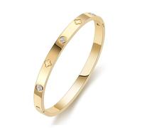 RUIQUAN Pulsera chapada en oro de 18 quilates con cristales y la amistad, el mejor regalo para el día de la madre, día de San Valentín, bodas, parejas y cumpleaños, 18, Acero inoxidable, Circonita