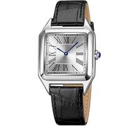 RUIRUIMING Reloj de pulsera analógico de cuarzo con números romanos clásicos para mujer, negro