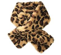 ruiruiNIE Cuello Cruzado Bufanda con Estampado de Leopardo de imitación de Piel sintética 12x80cm para Mujer - Caqui