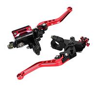 RUIRUIY Palancas de embrague de freno de motocicleta universales 7/8in, Juego de manijas de palancas de embrague de bomba superior de freno ajustable hidráulicamente (rojo)