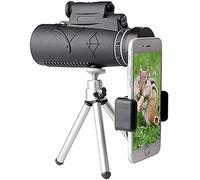 Ruiseawing Telescopio monocular de mano de 50 x 60, luces LED integradas y brújula impermeable portátil para exteriores