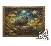 Ruiseñor del Bosque Puzzle de 1000 Piezas Papel para Adultos Escena Nocturna de Hongos Encantada Relajación Enfoque Hogar Regalo 70x50cm/1000pcs