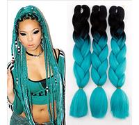 RuiSi 24 pulgadas 100g Kanekalon peluca trenzada grande sintética resistente al calor de alta calidad trenza grande verde contiene 5 trenzas