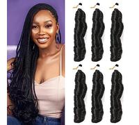 RUISIMEI French Curly Brading Hair 22 Pulgadas 100G/Paquete Pelo Trenzado de Onda Suelta Trenzas de Ganchillo Rizo Espiral Sintético Extensiones de Pelo Trenzado Sedoso para Mujeres.(#1B)