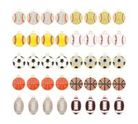 RUISPEED 40 piezas de colgantes deportivos en set, 20 pares de coloridos dijes esmaltados con temas de baloncesto fútbol béisbol y otros deportes, ideal para proyectos de manualidades de pulsera