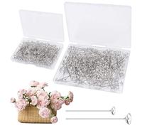 RUISPEED 400 Piezas de alfileres de Cristal Decorativos de 2,1 y 1,5 Pulgadas - Transparentes, alfileres Rectos para Ramos, Bodas, Peinados de Novia, Flores