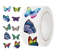 Ruispeed 500 Piezas de Pegatinas de Mariposa para niños - 10 diseños, Pegatinas de recompensa de 1 Pulgada en Rollo, Autoadhesivas, Ideales para Scrapbooking, Botella de Agua, decoración de Fiesta,