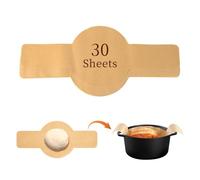 Ruispeed Alfombrilla para hornear pan, 30 piezas de bandas para pan de masa madre para olla de hierro fundido, papel pergamino desechable con asas, para horno holandés y freidora de aire, accesorios