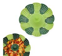 RUITASA Cesta de vapor de silicona, loto de ocio para cocinar al vapor alimentos y verduras, plegable, antiarañazos, sin BPA (verde)