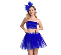 RUITOTP Falda de Tutú para Mujer con Venda, Tutu Tul Falda Disfraz para Ballet Retro 80s Faldas Corta Enagua de Tul en Capas para Halloween Carnival Santa Party