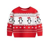 RUITOTP Jersey Navidad Niño y Niña Navideño Bebe Pullover de Punto Reno Suéter Rojo con Cuello Sudaderas Navideño Ropa Comodidad