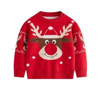 RUITOTP Jersey Navidad Niño y Niña Navideño Bebe Pullover de Punto Reno Suéter Rojo con Cuello Sudaderas Navideño Ropa Comodidad