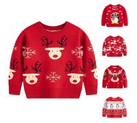 RUITOTP Jersey Navidad Niño y Niña Navideño Bebe Pullover de Punto Reno Suéter Rojo con Cuello Sudaderas Navideño Ropa Comodidad