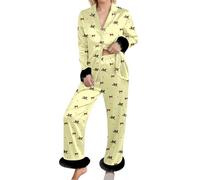 RUITOTP Pijama Estampado, Ropas de Dormir cómoda, Ropa de Dormir de Dos Piezas con Bordes ásperos, Ropa de dormirs Suave para Relajarse en casa