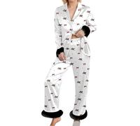 RUITOTP Pijama Estampado, Ropas de Dormir cómoda, Ropa de Dormir de Dos Piezas con Bordes ásperos, Ropa de dormirs Suave para Relajarse en casa