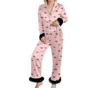 RUITOTP Pijama Estampado, Ropas de Dormir cómoda, Ropa de Dormir de Dos Piezas con Bordes ásperos, Ropa de dormirs Suave para Relajarse en casa